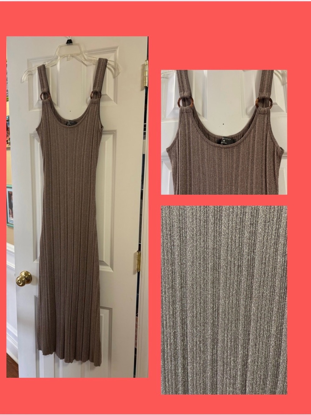 Primark Ribbed Knit Tank Maxi Dress in Taupe sparkly